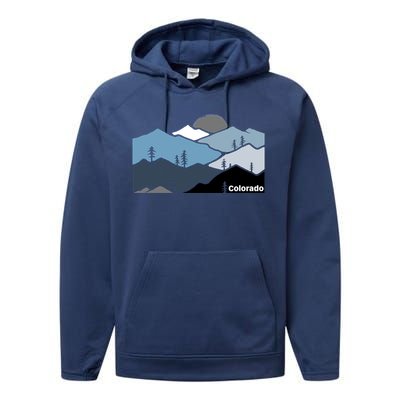 Colorado Mountain Outdoor Retro Landscape Funny Gift Performance Fleece Hoodie