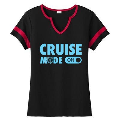 Cruise Mode On Cruise Ship Family Vacation On Button Gift Ladies Halftime Notch Neck Tee