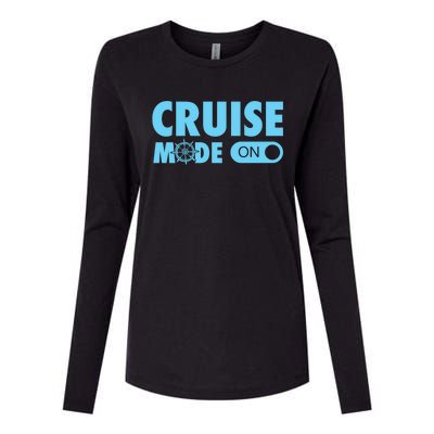 Cruise Mode On Cruise Ship Family Vacation On Button Gift Womens Cotton Relaxed Long Sleeve T-Shirt