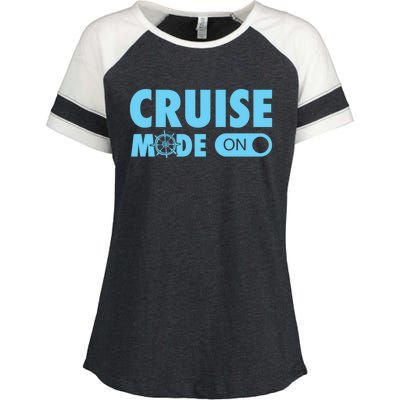 Cruise Mode On Cruise Ship Family Vacation On Button Gift Enza Ladies Jersey Colorblock Tee