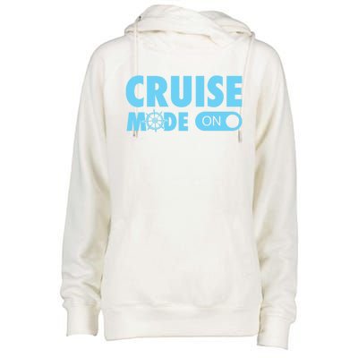 Cruise Mode On Cruise Ship Family Vacation On Button Gift Womens Funnel Neck Pullover Hood