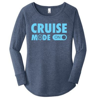 Cruise Mode On Cruise Ship Family Vacation On Button Gift Women's Perfect Tri Tunic Long Sleeve Shirt