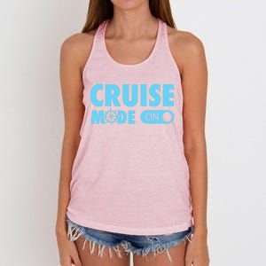 Cruise Mode On Cruise Ship Family Vacation On Button Gift Women's Knotted Racerback Tank