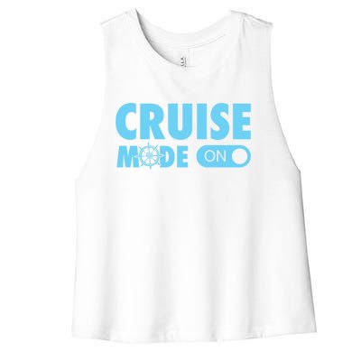 Cruise Mode On Cruise Ship Family Vacation On Button Gift Women's Racerback Cropped Tank