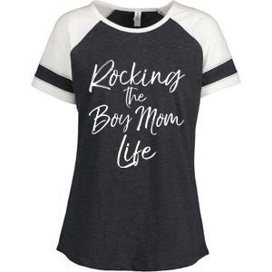 Cute Mom Of Gift From Sons Rocking The Mom Life Gift Enza Ladies Jersey Colorblock Tee