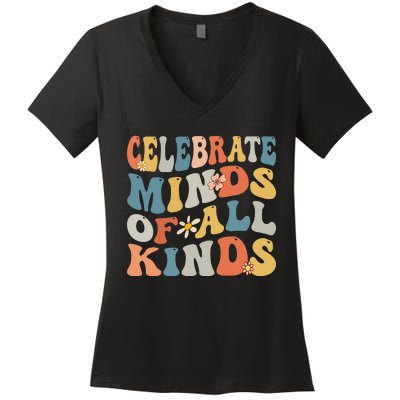 Celebrate Minds Of All Kinds Women's V-Neck T-Shirt