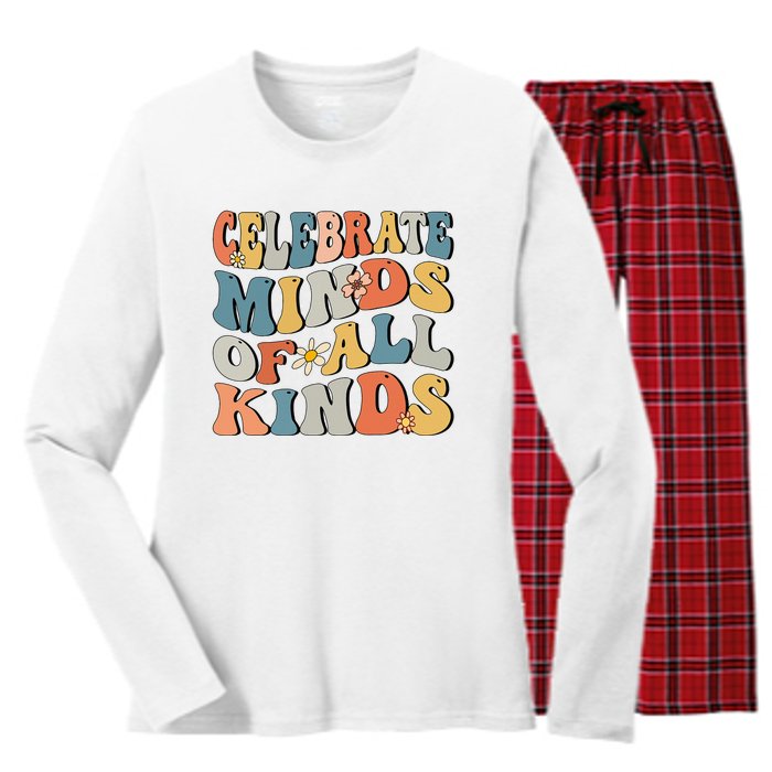 Celebrate Minds Of All Kinds Women's Long Sleeve Flannel Pajama Set 