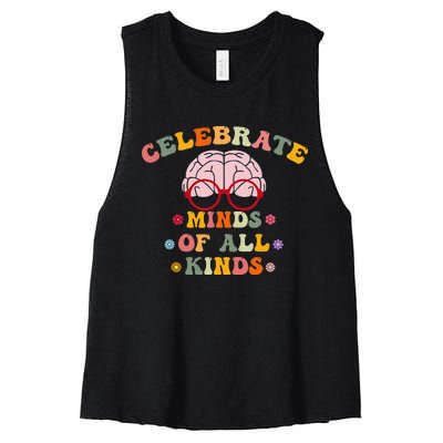 Celebrate Minds Of All Kinds Mental Health Autism Awareness Women's Racerback Cropped Tank