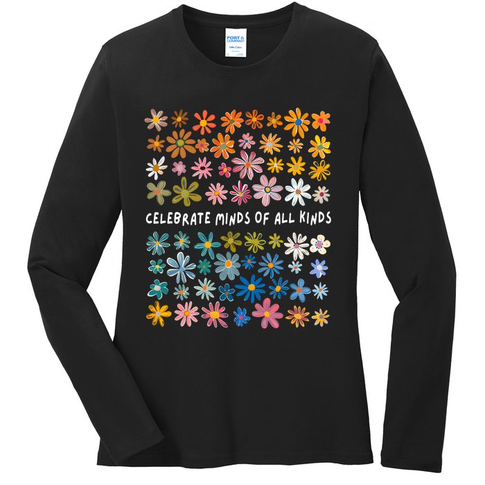 Celebrate Minds Of All Kinds Floral Flower Ladies Long Sleeve Shirt