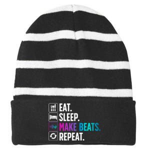 Cool Music Producer For Men Women DJ Beatmaker EDM Musician Striped Beanie with Solid Band