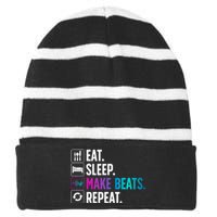 Cool Music Producer For Men Women DJ Beatmaker EDM Musician Striped Beanie with Solid Band