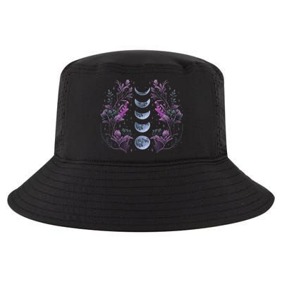 Celestial Moon Phase Boho Wildflowers Zodiac Witchcore Cool Comfort Performance Bucket Hat