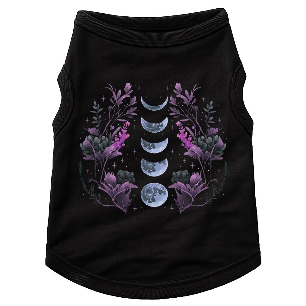 Celestial Moon Phase Boho Wildflowers Zodiac Witchcore Doggie Tank