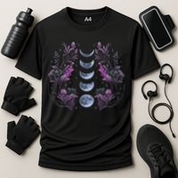 Celestial Moon Phase Boho Wildflowers Zodiac Witchcore Performance Shirt