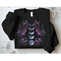 Celestial Moon Phase Boho Wildflowers Zodiac Witchcore Sweatshirt