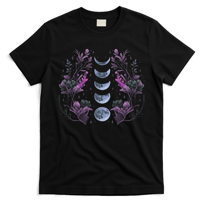 Celestial Moon Phase Boho Wildflowers Zodiac Witchcore T-Shirt
