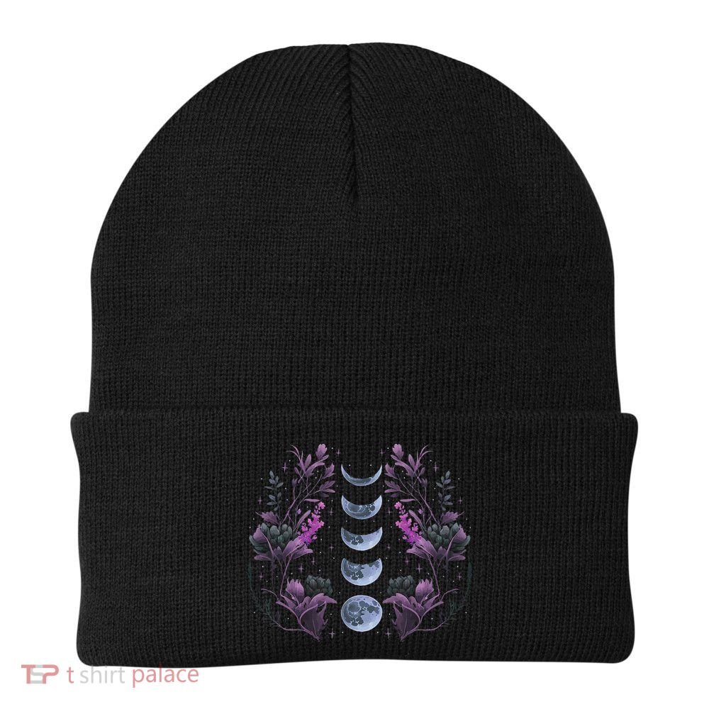 Celestial Moon Phase Boho Wildflowers Zodiac Witchcore Beanie