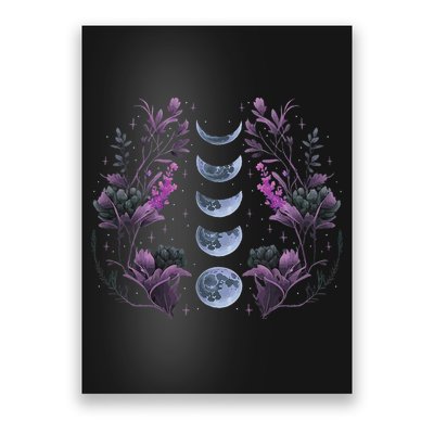 Celestial Moon Phase Boho Wildflowers Zodiac Witchcore Poster