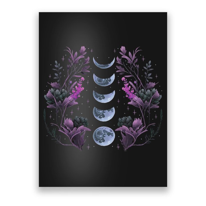Celestial Moon Phase Boho Wildflowers Zodiac Witchcore Poster