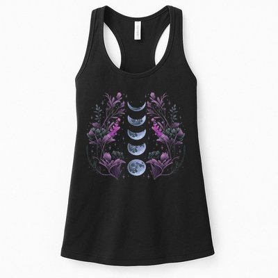 Celestial Moon Phase Boho Wildflowers Zodiac Witchcore Womens Tank Top
