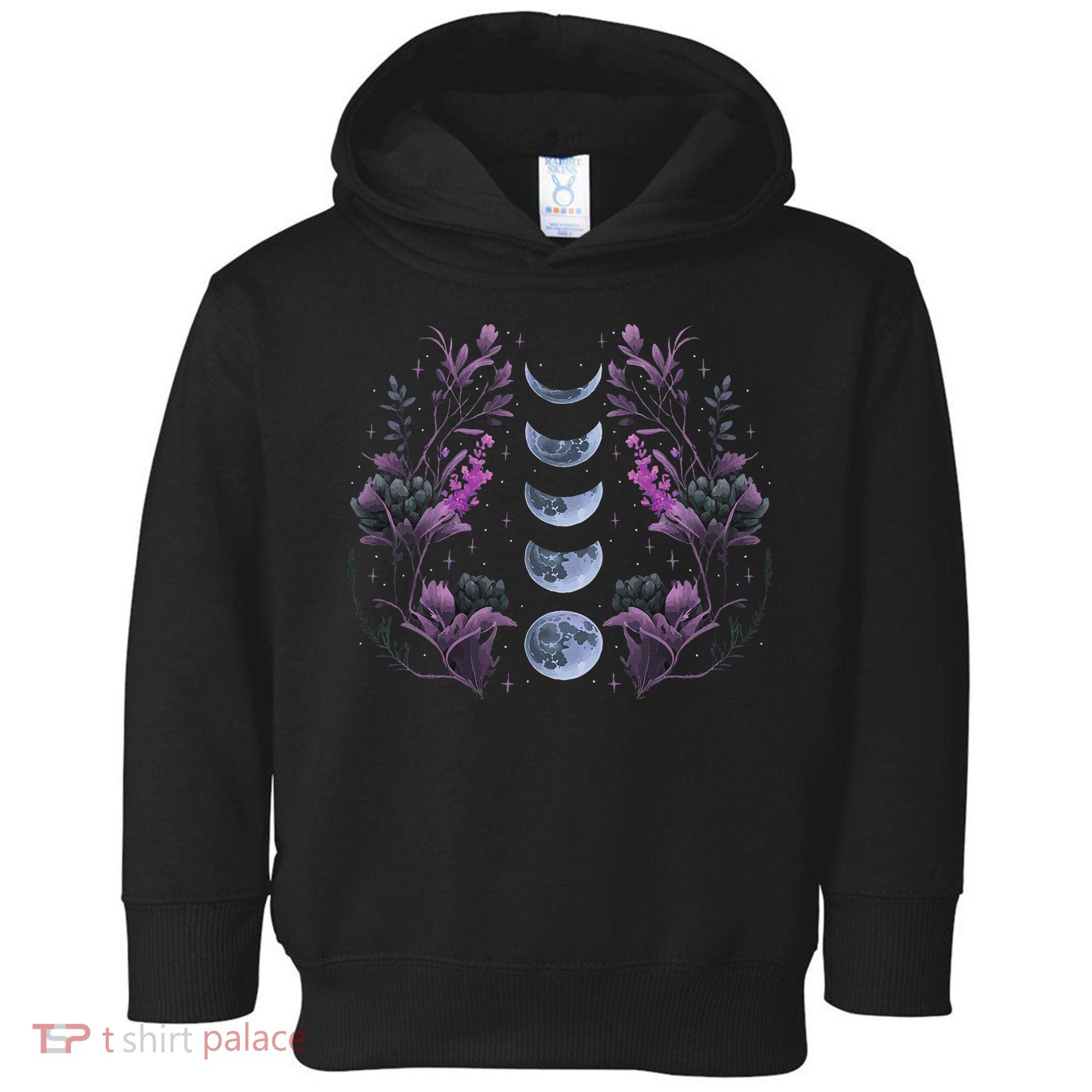 Celestial Moon Phase Boho Wildflowers Zodiac Witchcore Toddler Hoodie