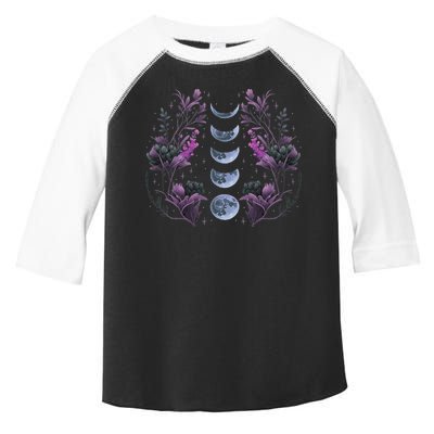Celestial Moon Phase Boho Wildflowers Zodiac Witchcore Toddler Fine Jersey T-Shirt
