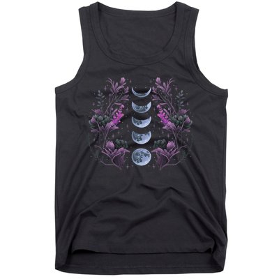 Celestial Moon Phase Boho Wildflowers Zodiac Witchcore Tank Top