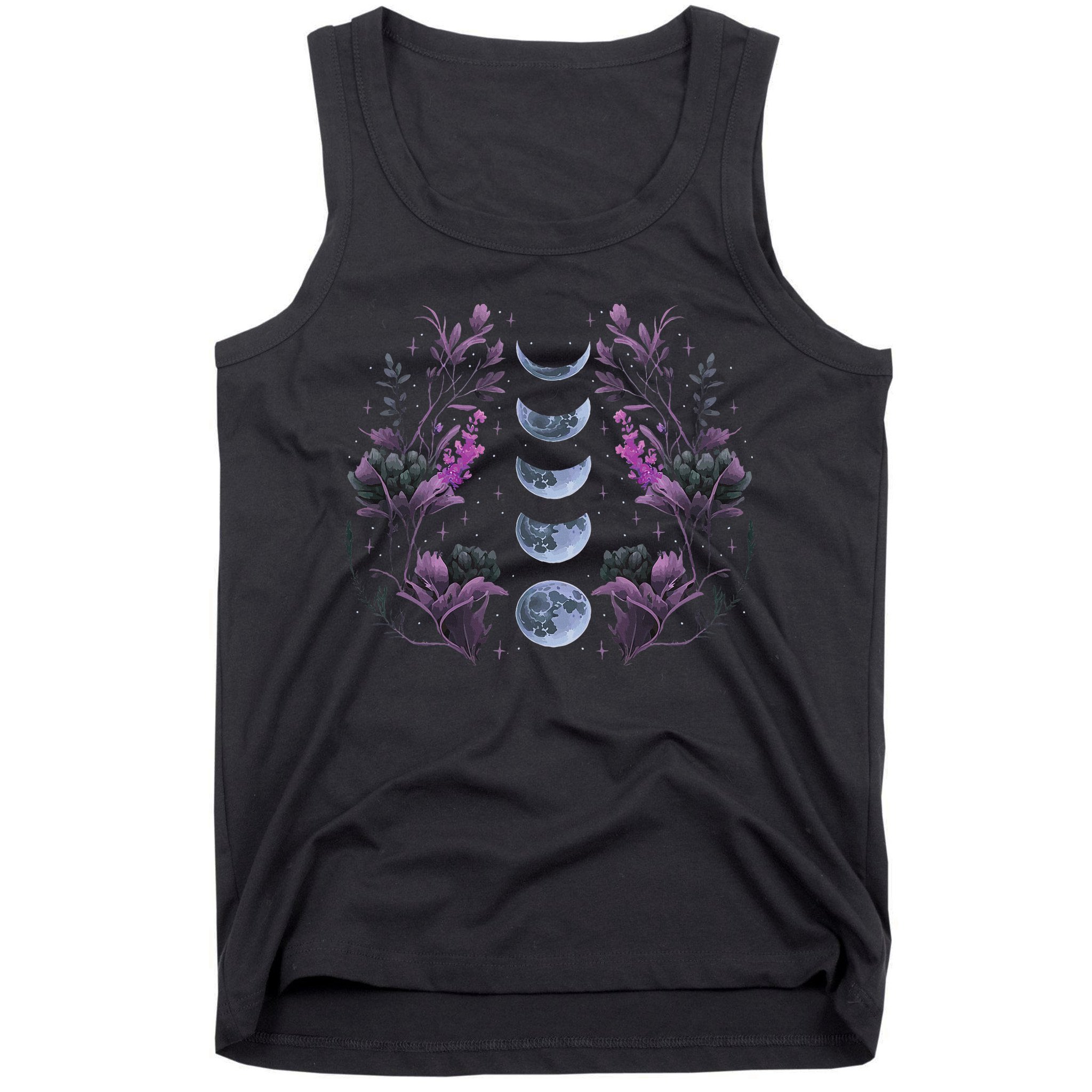 Celestial Moon Phase Boho Wildflowers Zodiac Witchcore Tank Top