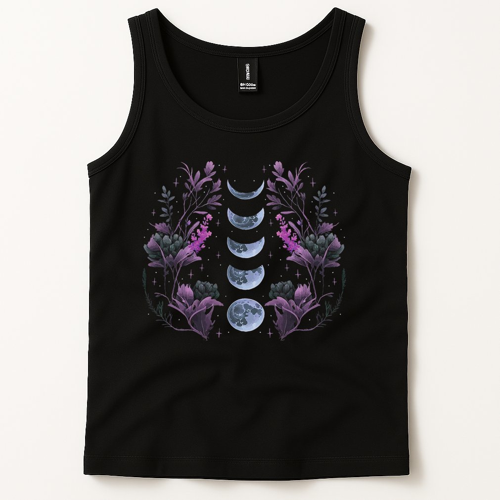 Celestial Moon Phase Boho Wildflowers Zodiac Witchcore Tank Top