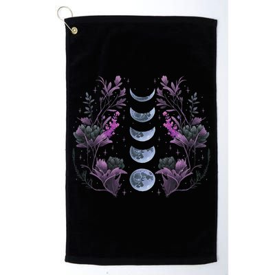 Celestial Moon Phase Boho Wildflowers Zodiac Witchcore Golf Towel