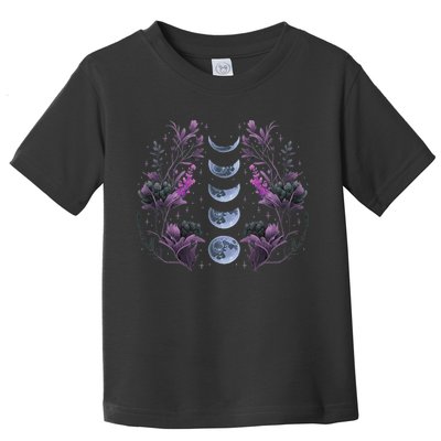 Celestial Moon Phase Boho Wildflowers Zodiac Witchcore Toddler T-Shirt