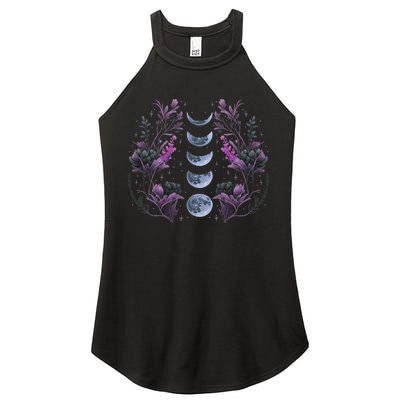 Celestial Moon Phase Boho Wildflowers Zodiac Witchcore Women's Perfect Tri Rocker Tank