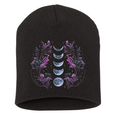 Celestial Moon Phase Boho Wildflowers Zodiac Witchcore Short Acrylic Beanie