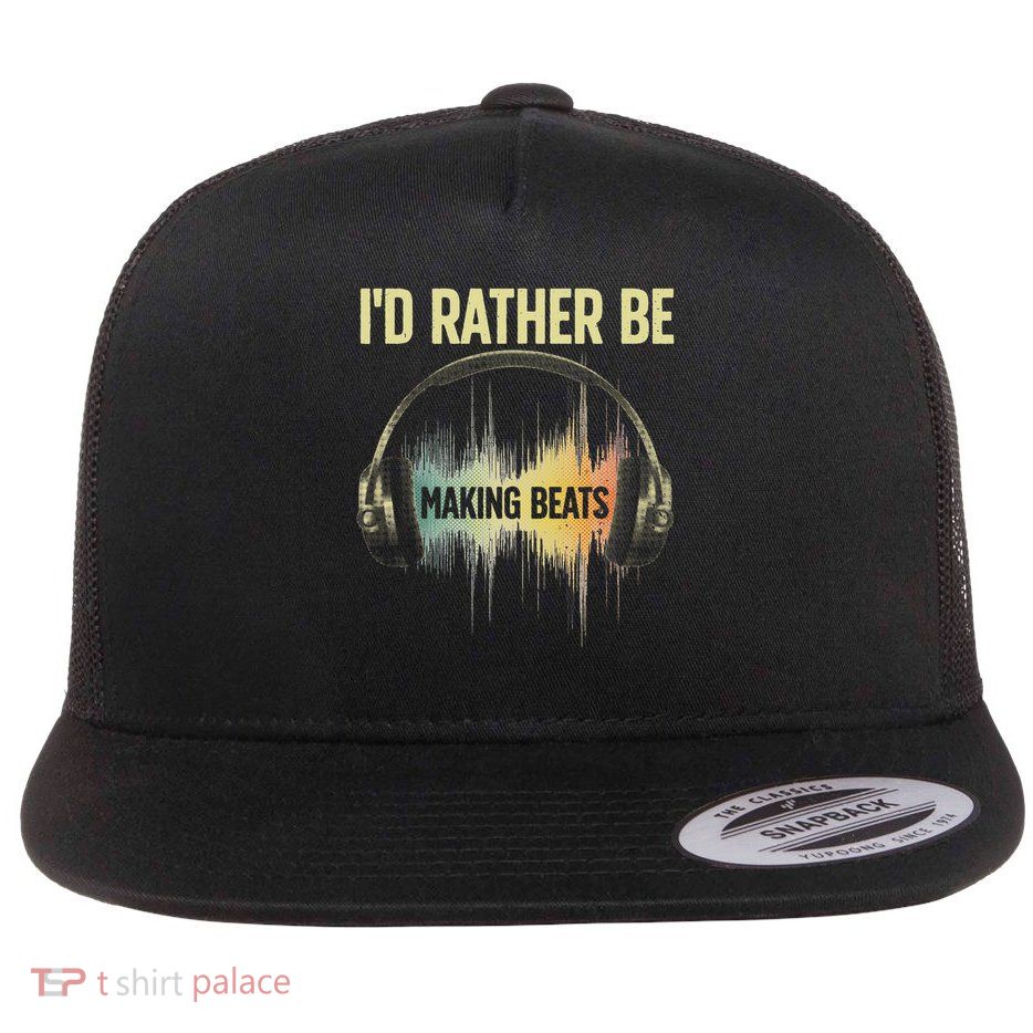 Cool Music Producer Art For Men Women Disc Jockey Beat Maker Flat Bill Trucker Hat