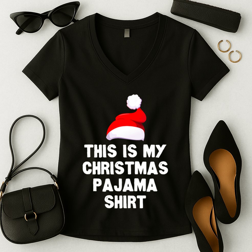 Christmas Morning Pajama Family Outfit Women's V-Neck T-Shirt
