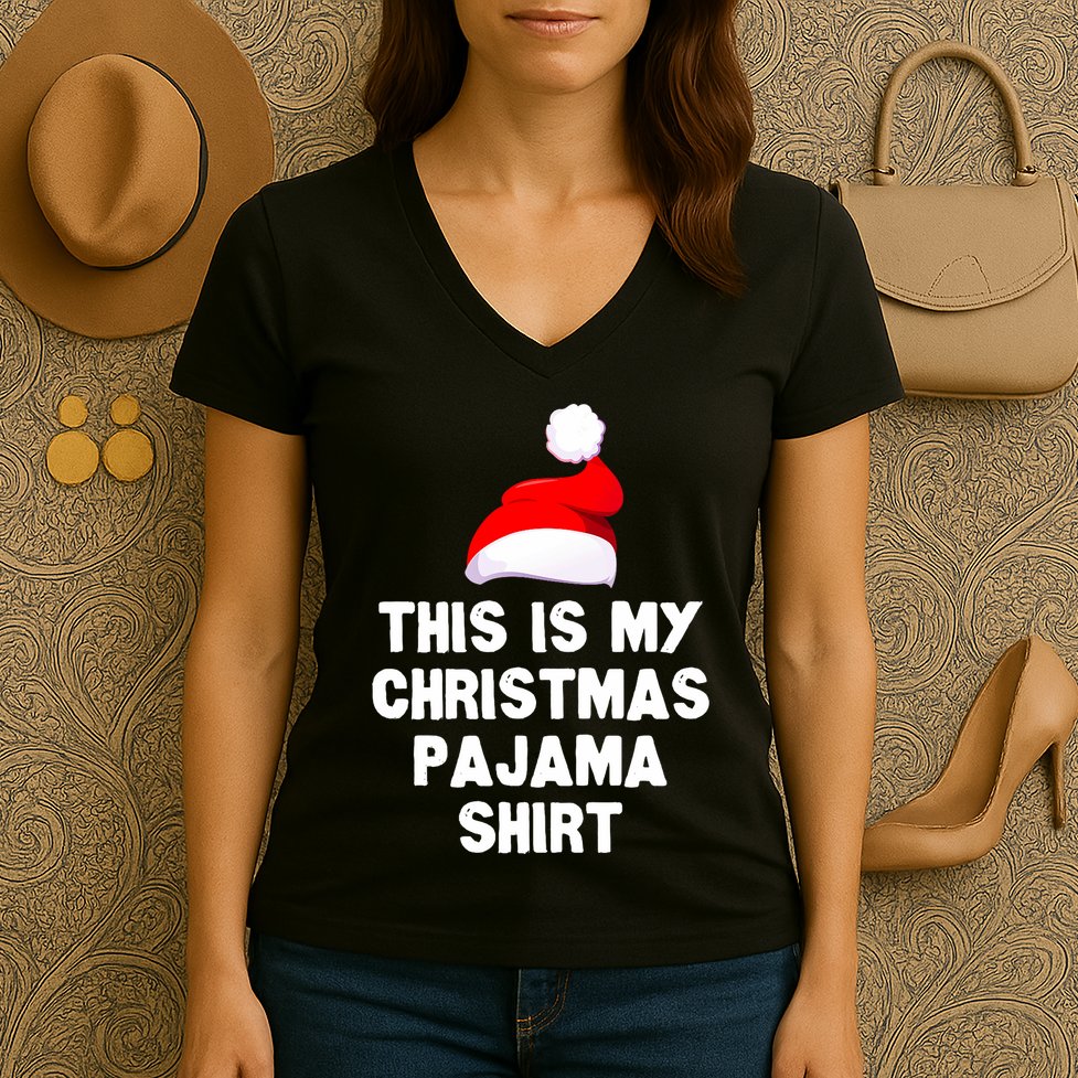 Christmas Morning Pajama Family Outfit Women's V-Neck T-Shirt