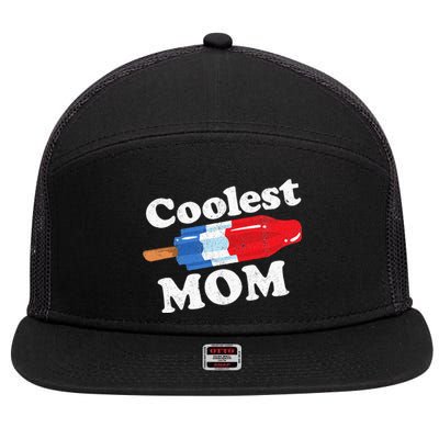 Coolest Mom Popsicle Funny Bomb Retro 80s Pop Mothers Gift 7 Panel Mesh Trucker Snapback Hat