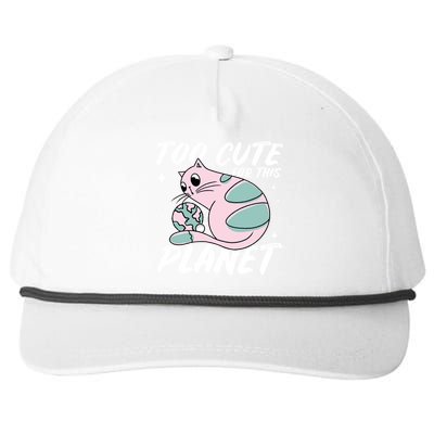 Cat Mom Puns Too Cute For This Planet Earth Astronomy Lover Gift Snapback Five-Panel Rope Hat