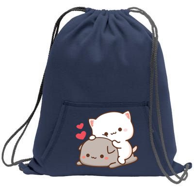 Cute Mochi Peach Cat Sweatshirt Cinch Pack Bag