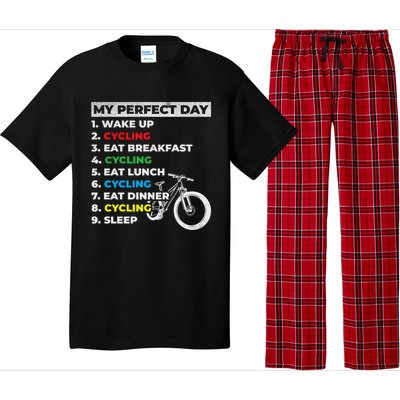 Cyclists My Perfect Day Mountain Biking Cycling Day Plan Gift Pajama Set