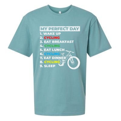 Cyclists My Perfect Day Mountain Biking Cycling Day Plan Gift Sueded Cloud Jersey T-Shirt