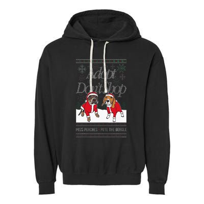 Christmas Miss Peaches & Pete The Beagle Garment-Dyed Fleece Hoodie