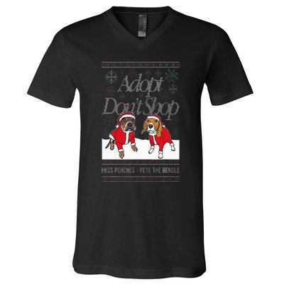 Christmas Miss Peaches & Pete The Beagle V-Neck T-Shirt