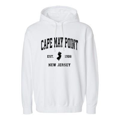 Cape May Point Est 1908 New Jersey Nj Vintage Athletic Sports Design Garment-Dyed Fleece Hoodie