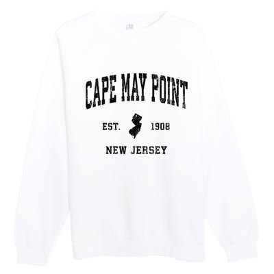 Cape May Point Est 1908 New Jersey Nj Vintage Athletic Sports Design Premium Crewneck Sweatshirt