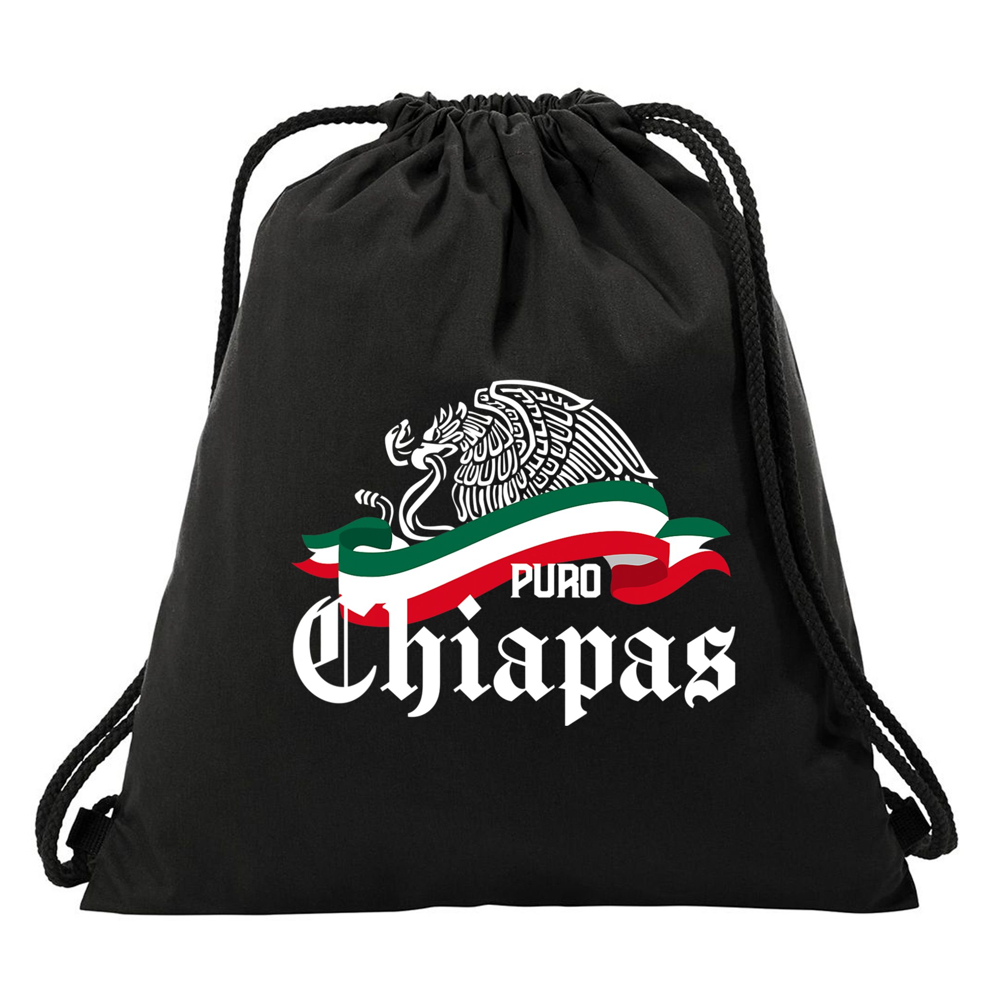 Chiapas Mexico Puro Chiapas Eagle Flag Drawstring Bag