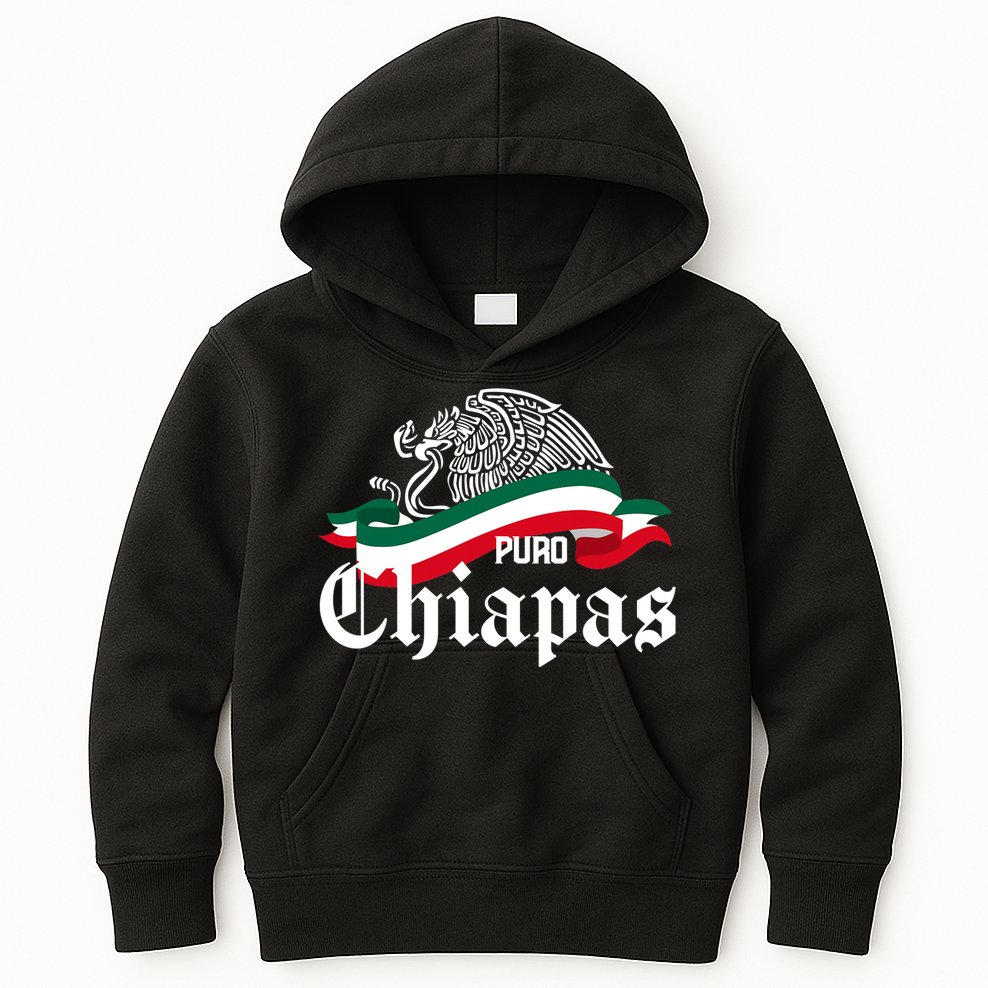 Chiapas Mexico Puro Chiapas Eagle Flag Kids Hoodie