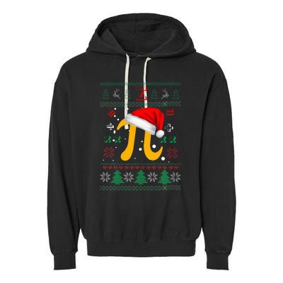 Christmas Math Pi Santa Hat Costume Xmas UGLY Teacher Gifts Garment-Dyed Fleece Hoodie