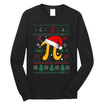 Christmas Math Pi Santa Hat Costume Xmas UGLY Teacher Gifts Long Sleeve Shirt