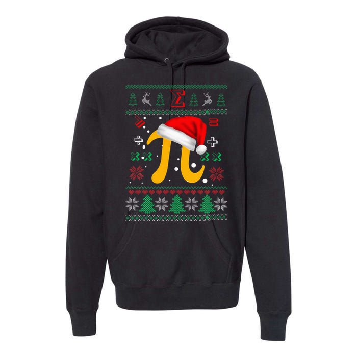 Christmas Math Pi Santa Hat Costume Xmas UGLY Teacher Gifts Premium Hoodie